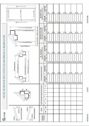 Fiche de relevé des cotes du BATIRENO à remplacer