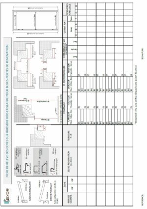 Fiche de relevé des cotes sur huisserie bois existante