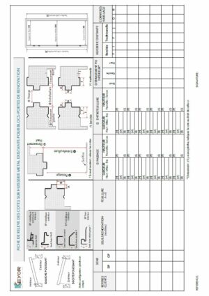 Fiche de relevé des cotes sur huisserie métal existante